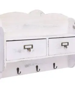 vidaXL Wall Mounted Coat Rack White 50x10x34 cm Wood