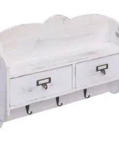 vidaXL Wall Mounted Coat Rack White 50x10x34 cm Wood