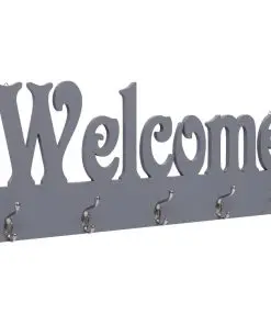 vidaXL Wall Mounted Coat Rack WELCOME Grey 74×29.5 cm