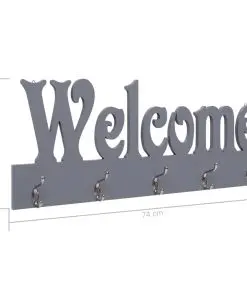 vidaXL Wall Mounted Coat Rack WELCOME Grey 74×29.5 cm