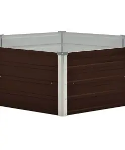 vidaXL Raised Garden Bed Brown 129x129x46 cm Galvanised Steel