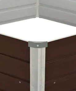 vidaXL Raised Garden Bed Brown 129x129x46 cm Galvanised Steel