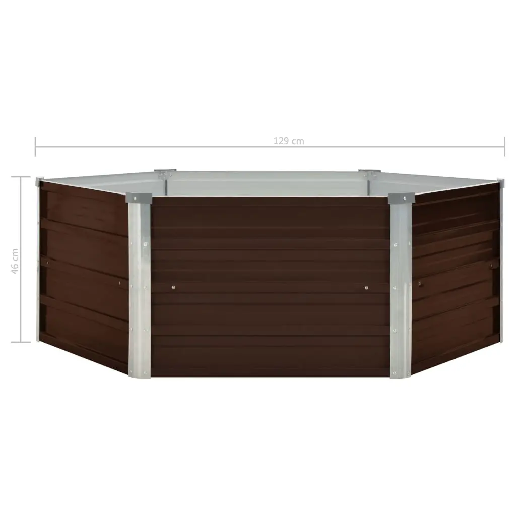 vidaXL Raised Garden Bed Brown 129x129x46 cm Galvanised Steel