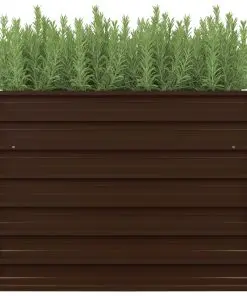 vidaXL Raised Garden Bed Brown 100x100x77 cm Galvanised Steel