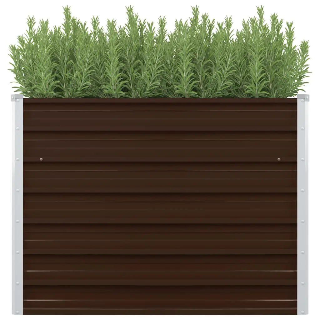 vidaXL Raised Garden Bed Brown 100x100x77 cm Galvanised Steel