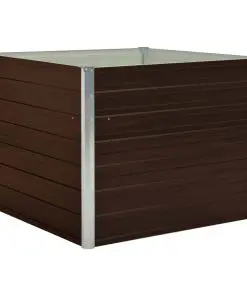vidaXL Raised Garden Bed Brown 100x100x77 cm Galvanised Steel