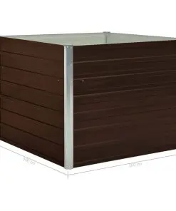 vidaXL Raised Garden Bed Brown 100x100x77 cm Galvanised Steel