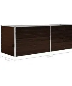 45713 vidaXL Garden Raised Bed Brown 240x80x77 cm Galvanised Steel