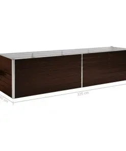 45715 vidaXL Garden Raised Bed Brown 320x80x77 cm Galvanised Steel