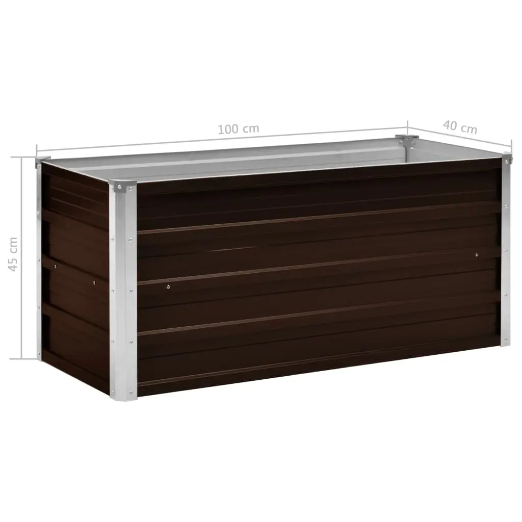 45720 vidaXL Garden Raised Bed Brown 100x40x45 cm Galvanised Steel