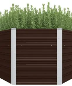 45721 vidaXL Garden Raised Bed Brown 129x129x77 cm Galvanised Steel