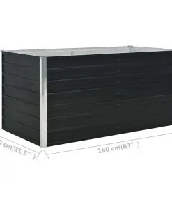 vidaXL Raised Garden Bed Anthracite 160x80x77 cm Galvanised Steel