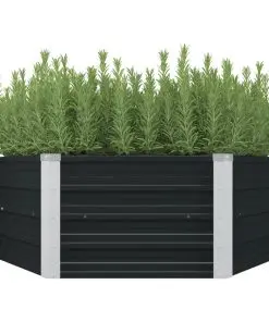 vidaXL Raised Garden Bed Anthracite 129x129x45 cm Galvanised Steel