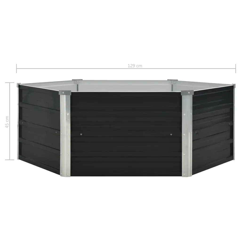 vidaXL Raised Garden Bed Anthracite 129x129x45 cm Galvanised Steel