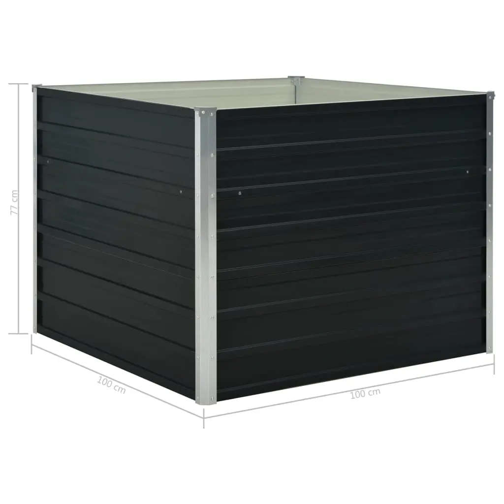 vidaXL Raised Garden Bed Anthracite 100x100x77 cm Galvanised Steel