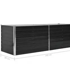 45726 vidaXL Garden Raised Bed Anthracite 240x80x77 cm Galvanised Steel