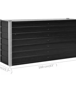 45730 vidaXL Garden Raised Bed Anthracite 160x40x77 cm Galvanised Steel
