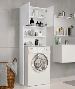 vidaXL Washing Machine Cabinet White 64×25.5×190 cm Chipboard