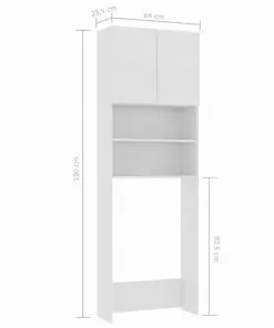vidaXL Washing Machine Cabinet White 64×25.5×190 cm Chipboard