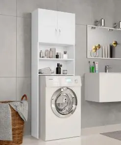 vidaXL Washing Machine Cabinet White 64×25.5×190 cm Chipboard