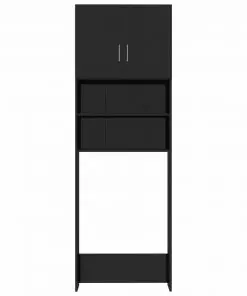 vidaXL Washing Machine Cabinet High Gloss Black 64×25.5×190 cm Chipboard