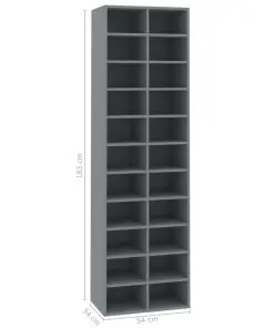 vidaXL Shoe Cabinet Grey 54x34x183 cm Chipboard