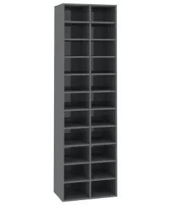 vidaXL Shoe Cabinet High Gloss Grey 54x34x183 cm Chipboard