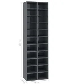 vidaXL Shoe Cabinet High Gloss Grey 54x34x183 cm Chipboard