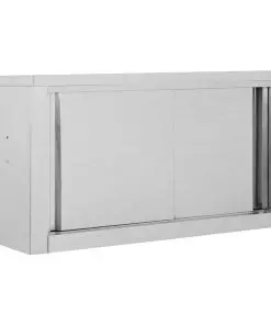 vidaXL Kitchen Wall Cabinet with Sliding Doors 90x40x50 cm Stainless Steel