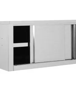 vidaXL Kitchen Wall Cabinet with Sliding Doors 90x40x50 cm Stainless Steel