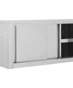 vidaXL Kitchen Wall Cabinet with Sliding Doors 90x40x50 cm Stainless Steel