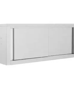 vidaXL Kitchen Wall Cabinet with Sliding Doors 120x40x50 cm Stainless Steel