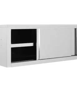 vidaXL Kitchen Wall Cabinet with Sliding Doors 120x40x50 cm Stainless Steel