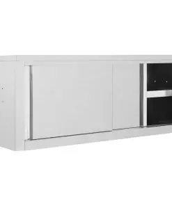 vidaXL Kitchen Wall Cabinet with Sliding Doors 120x40x50 cm Stainless Steel
