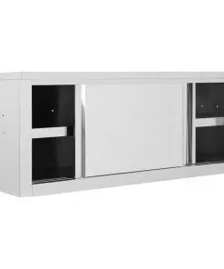 vidaXL Kitchen Wall Cabinet with Sliding Doors 120x40x50 cm Stainless Steel
