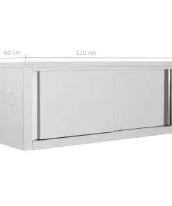 vidaXL Kitchen Wall Cabinet with Sliding Doors 120x40x50 cm Stainless Steel
