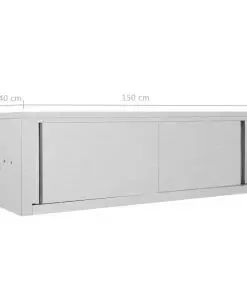 vidaXL Kitchen Wall Cabinet with Sliding Doors 150x40x50 cm Stainless Steel