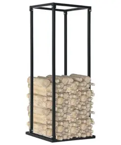 vidaXL Firewood Rack with Base Black 37x37x113 cm Steel
