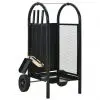 vidaXL Firewood Cart Black 30x35x81 cm Steel vidaXL Firewood Cart Black 30x35x81 cm Steel