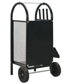 vidaXL Firewood Cart Black 30x35x81 cm Steel