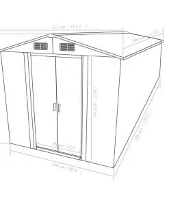 vidaXL Garden Shed 257x298x178 cm Metal Anthracite