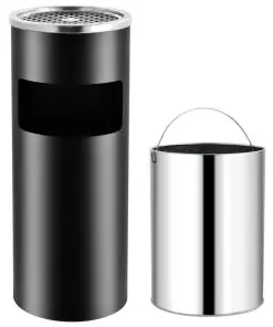 vidaXL Ashtray Dustbin Hotel 30 L Steel Black