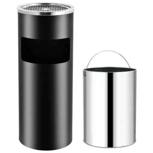 vidaXL Ashtray Dustbin Hotel 30 L Steel Black