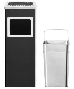 vidaXL Ashtray Dustbin Hotel 36 L Steel Black