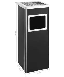 vidaXL Ashtray Dustbin Hotel 36 L Steel Black