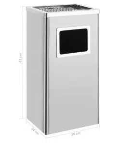 vidaXL Ashtray Dustbin Hotel 45 L Stainless Steel