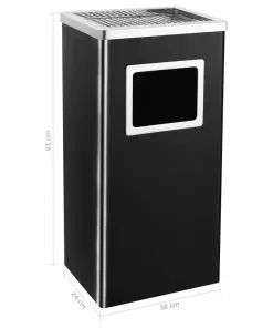 vidaXL Ashtray Dustbin Hotel 45 L Steel Black