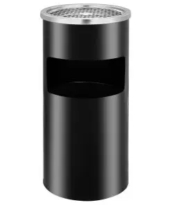 vidaXL Wall Ashtray Dustbin Steel 26 L Black