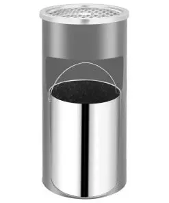 vidaXL Wall Ashtray Dustbin Steel 26 L Black