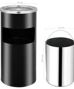 vidaXL Wall Ashtray Dustbin Steel 26 L Black